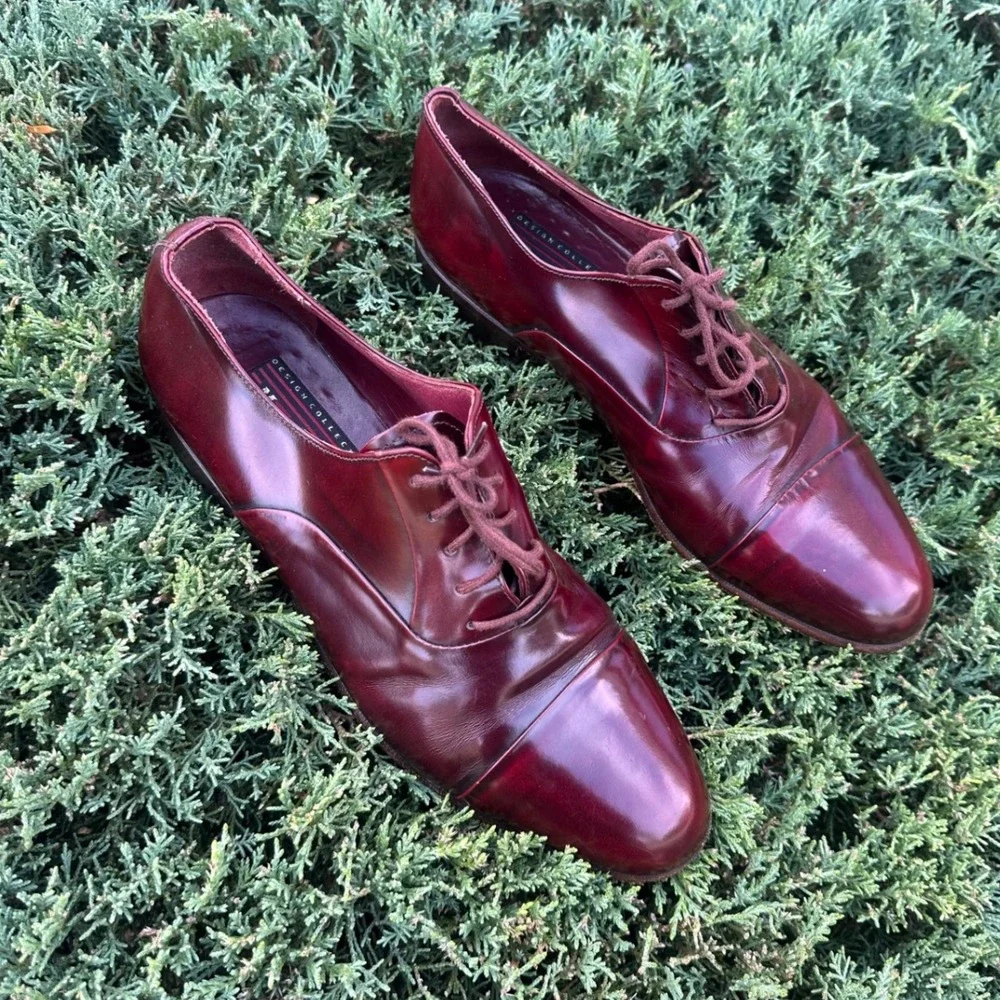 Mario‎ Bruni Men's Italian Leather Oxford Shoes Size 9.5W Burgundy